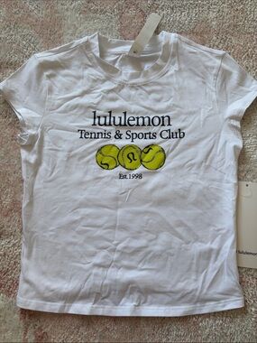 lululemon athletica White Tee with Yellow Tennis Ball Graphic
